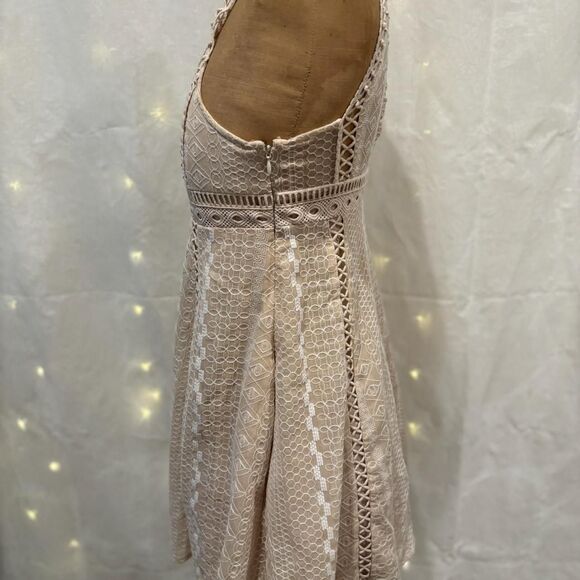 Free People Cream Lace Cut Out Dress Boho Size 2 - Picture 3 of 6